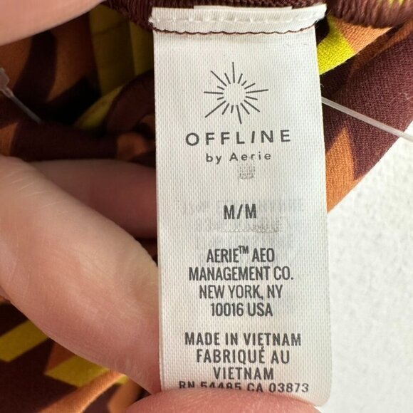 Aerie Real Me Xtra 7/8 Leggings Brown Yellow Neon Houndstooth Women's‎ Medium - Picture 5 of 7